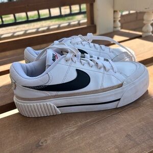 Nike White and Black Casual Platform Shoes